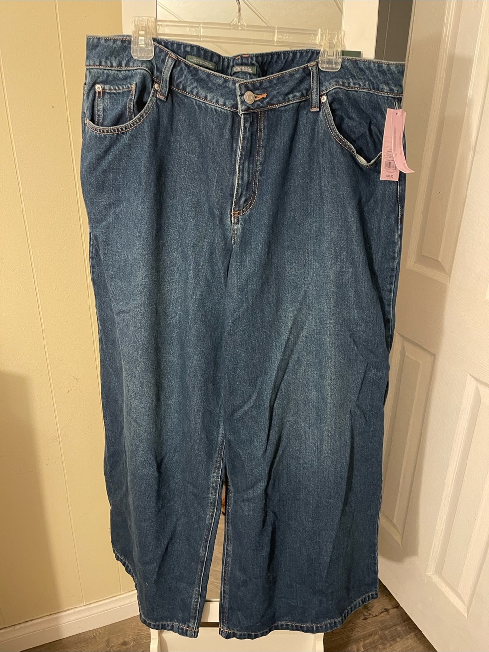 wild fable Dark Blue Wide-Leg Jeans with Front Slit